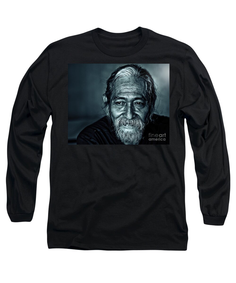 Old Person Long Sleeve T-Shirt featuring the photograph The Face by Charuhas Images