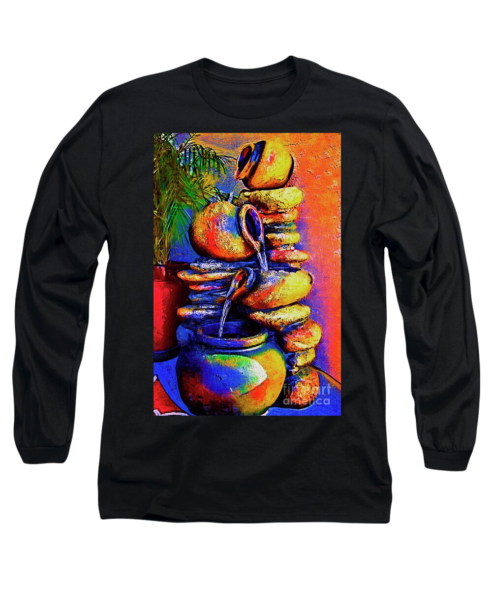 Fountain Long Sleeve T-Shirt featuring the digital art The Fountain Of Pots by Kirt Tisdale