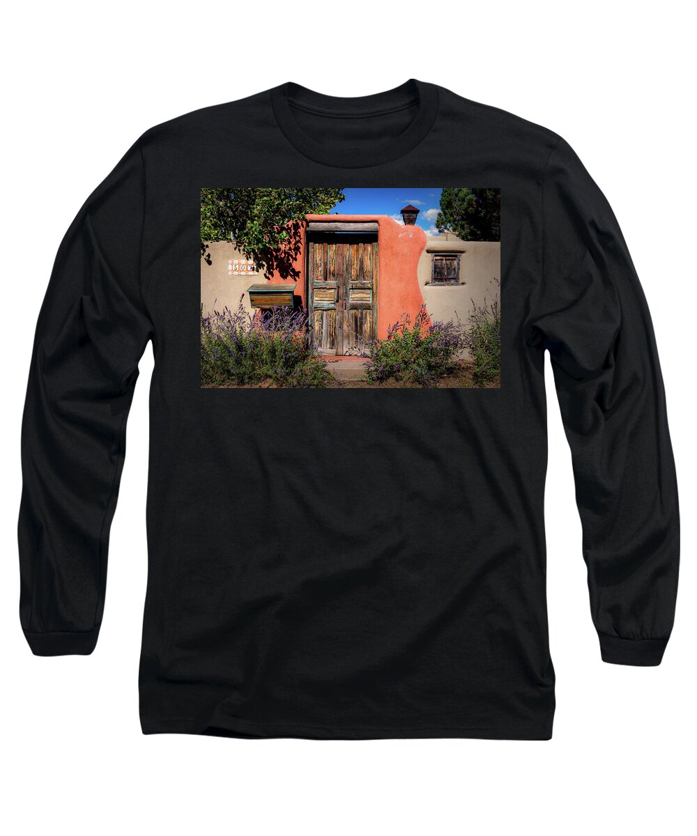 Adobe Long Sleeve T-Shirt featuring the photograph The Gate and The Lavender by Paul LeSage