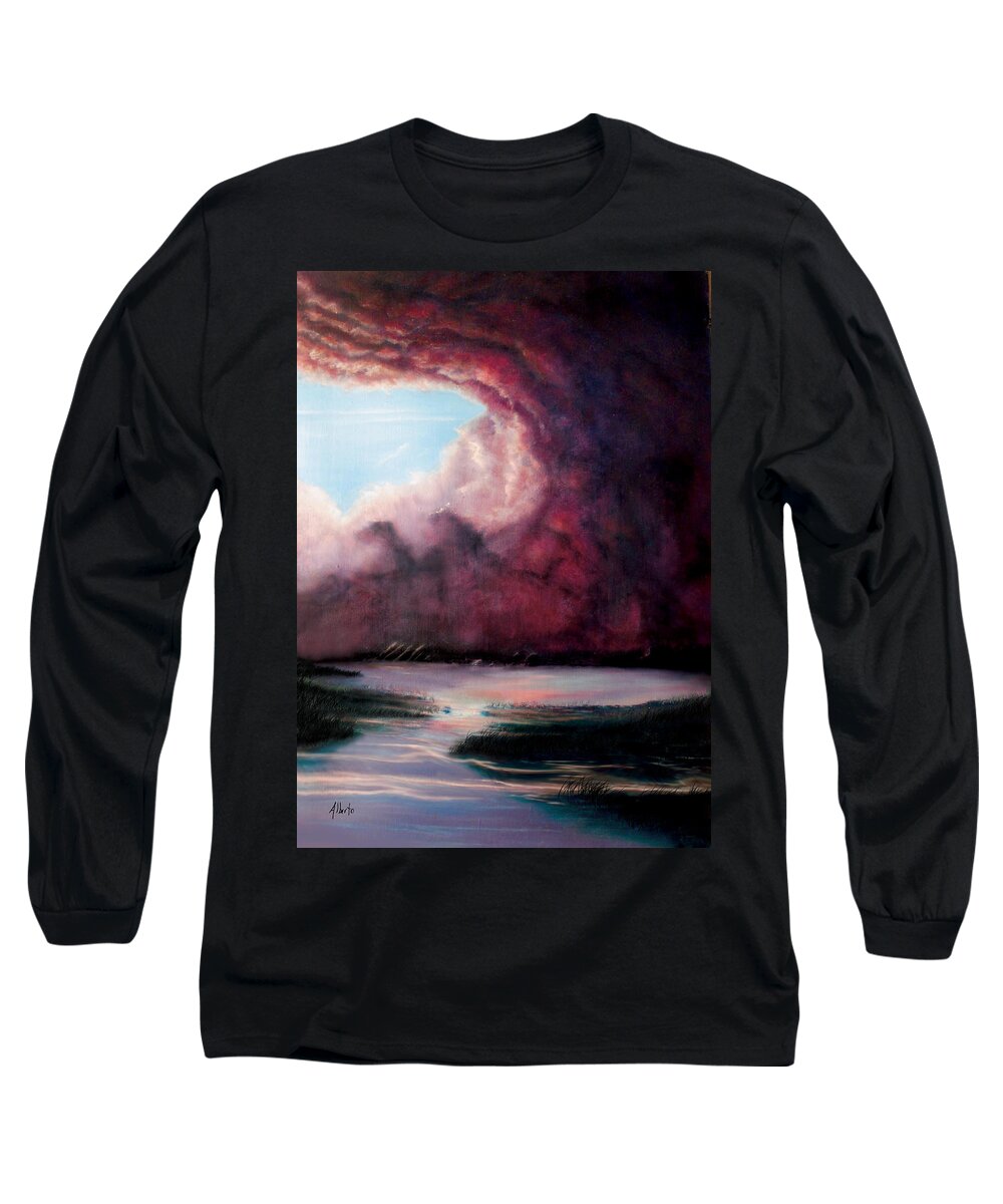 Sunrise Long Sleeve T-Shirt featuring the painting The Hansbach by Albert Puskaric