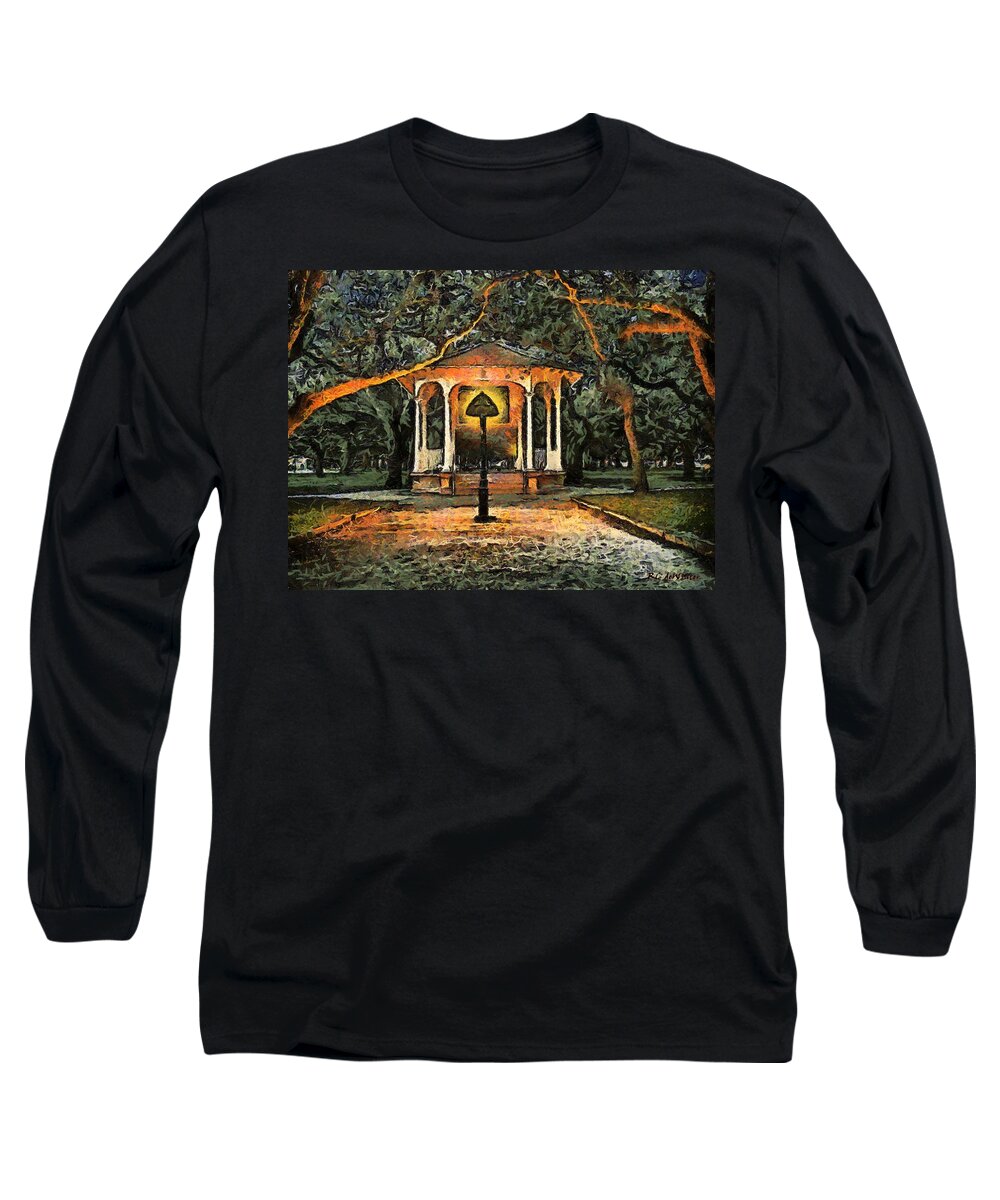 Landscape Long Sleeve T-Shirt featuring the painting The Haunted Gazebo by RC DeWinter