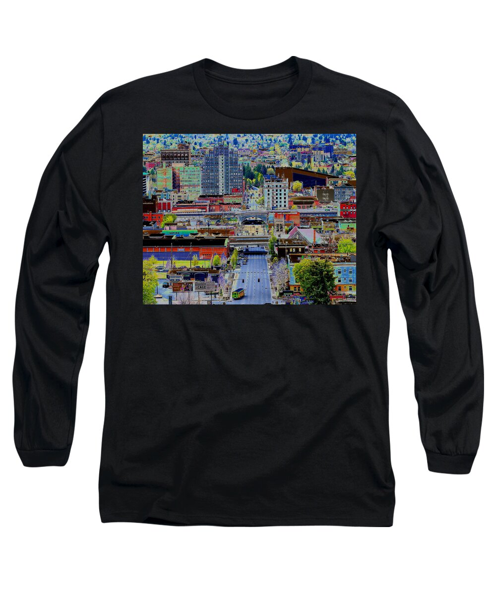Photo Art Long Sleeve T-Shirt featuring the photograph The Heart of Downtown Spokane by Ben Upham III