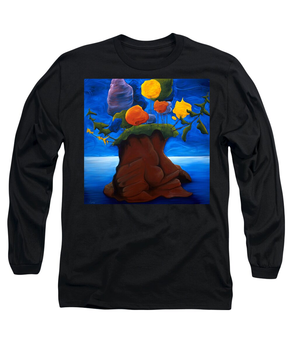 Landscape Long Sleeve T-Shirt featuring the painting The Last Haven by Richard Hoedl