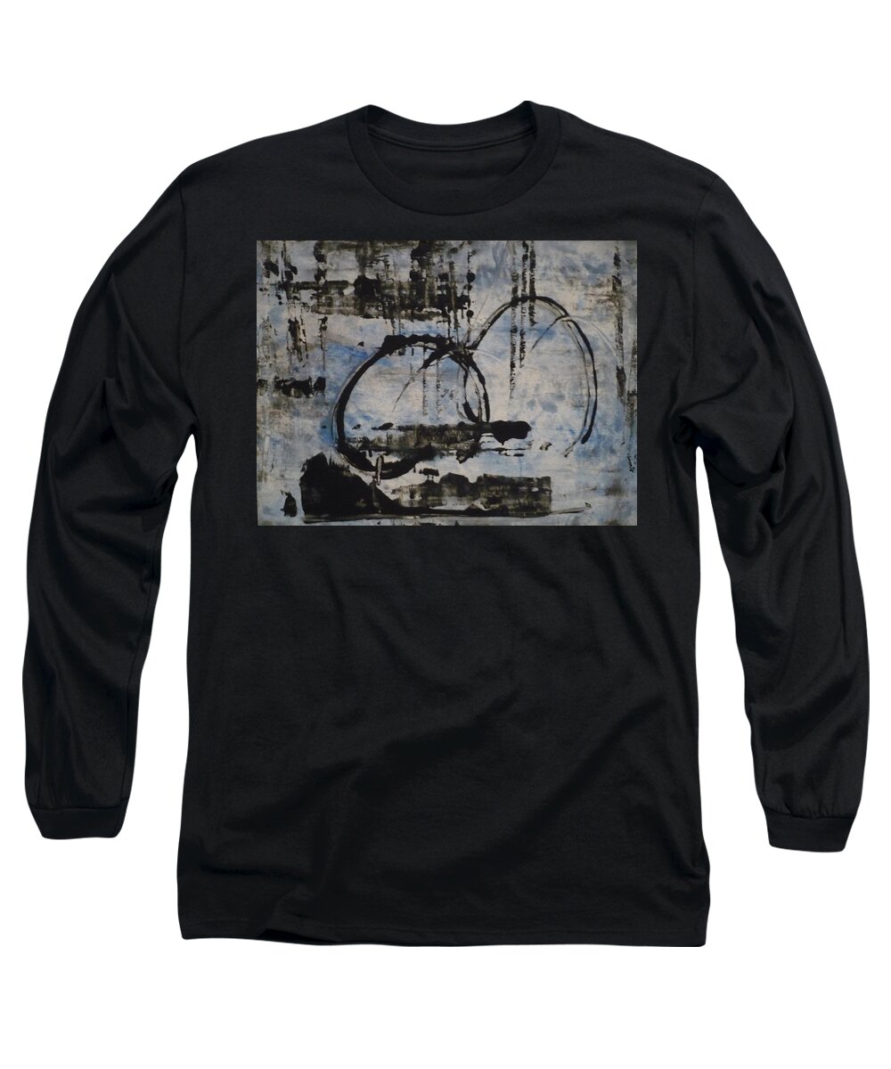 Black Blue Long Sleeve T-Shirt featuring the painting The Look Out by 'REA' Gallery