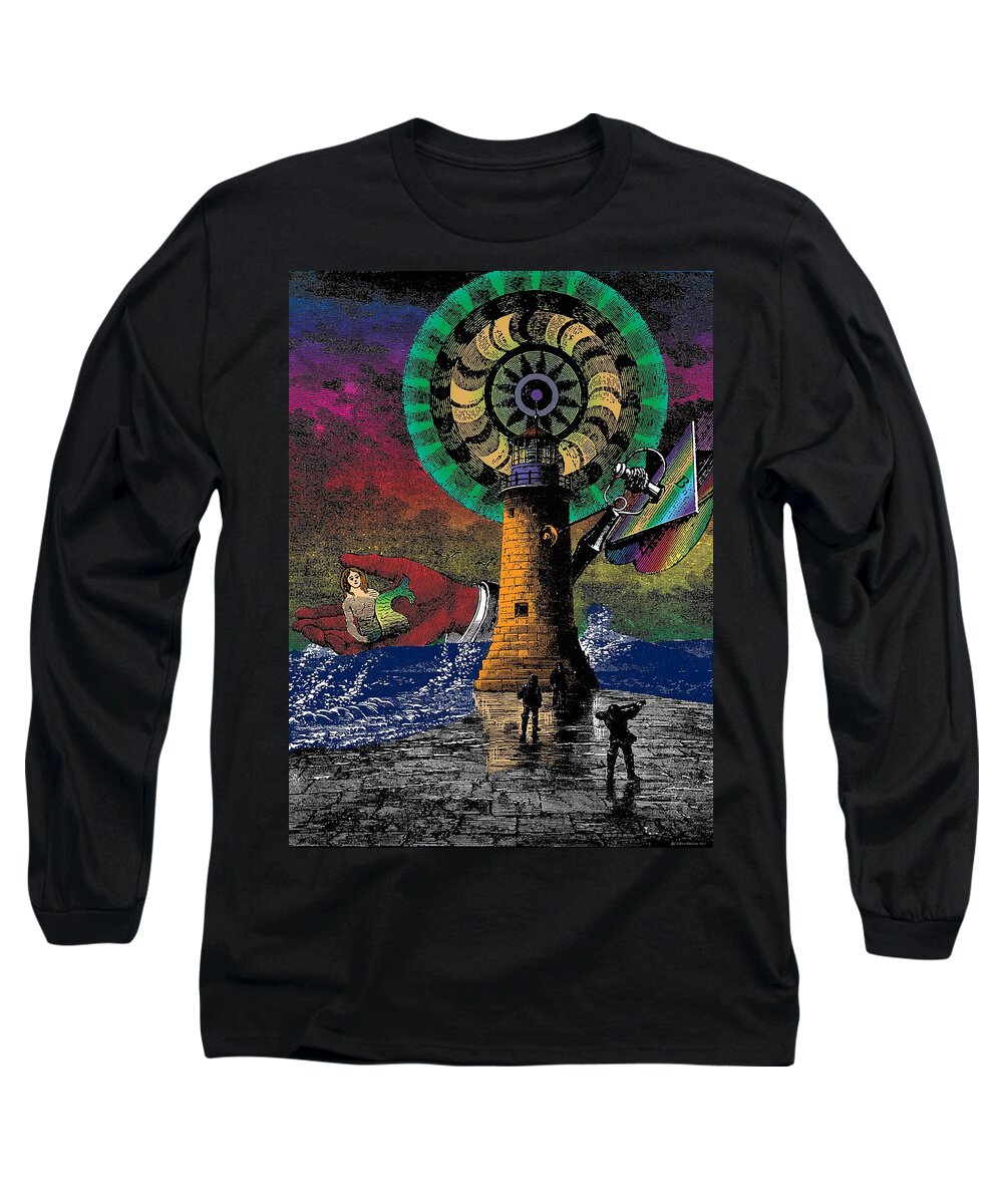 Lighthouse Long Sleeve T-Shirt featuring the digital art The New Pharos by Eric Edelman