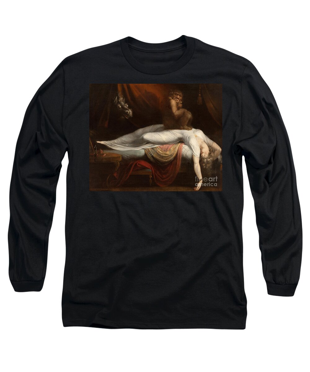 The Long Sleeve T-Shirt featuring the painting The Nightmare by Henry Fuseli