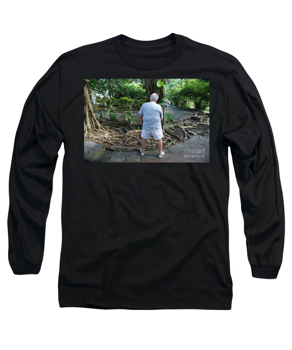 Cuba Long Sleeve T-Shirt featuring the photograph The Old Man Takes a Pee, Hemmingways house by Jim Goodman