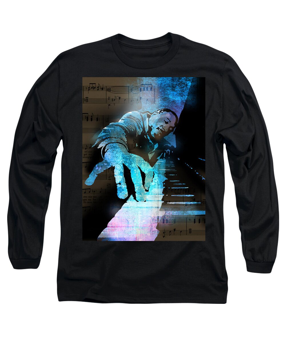 Blues Long Sleeve T-Shirt featuring the painting The Piano Man by Paul Sachtleben