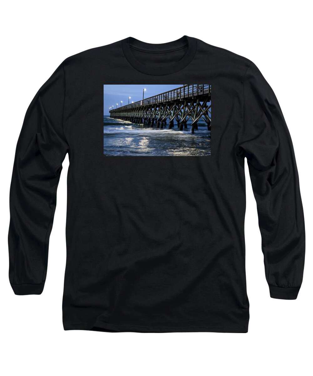 Cherry Grove Long Sleeve T-Shirt featuring the photograph The Pier at the Break of Dawn by David Smith