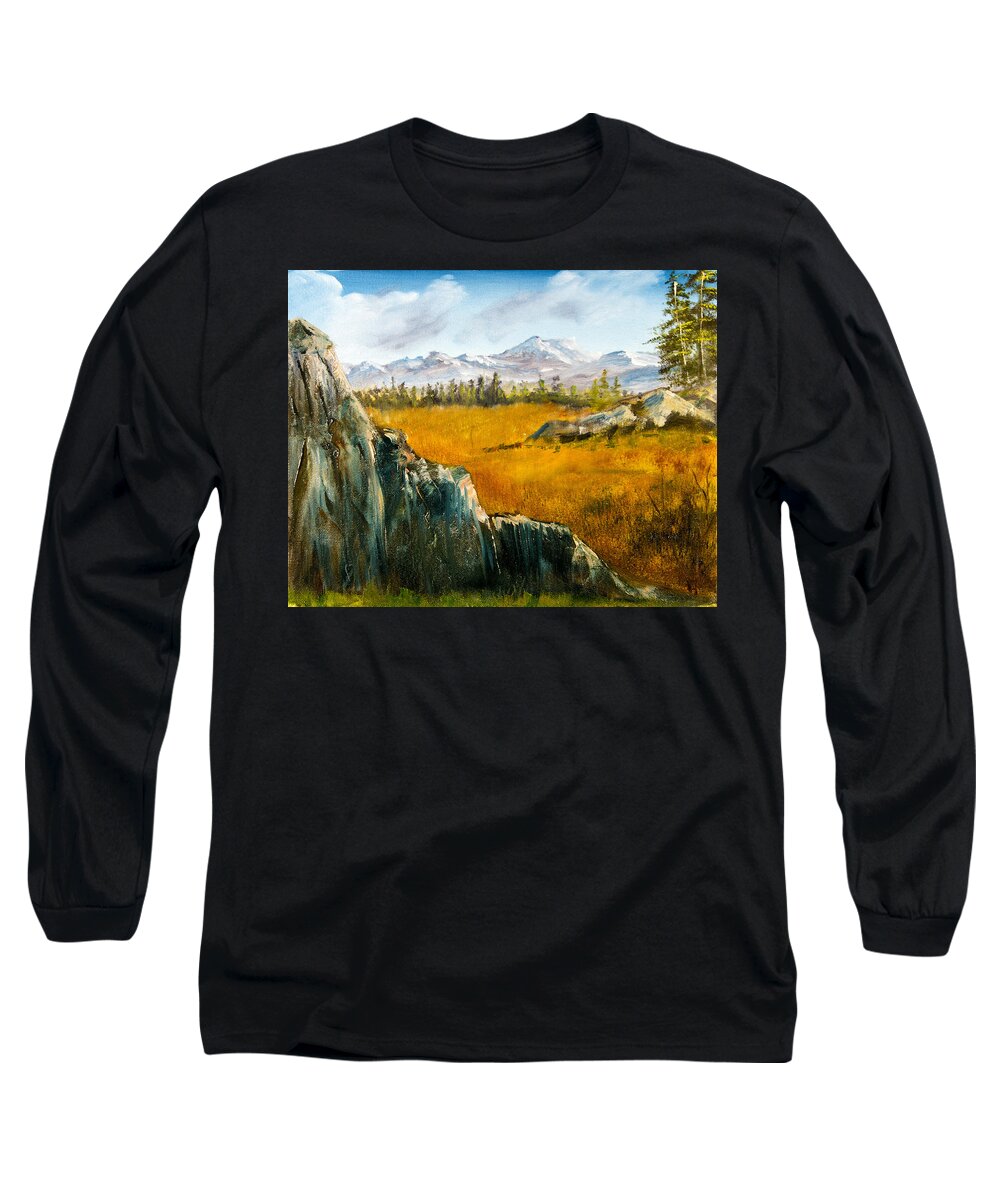 Plains Long Sleeve T-Shirt featuring the painting The Plains - Mountain Landscape by Barry Jones