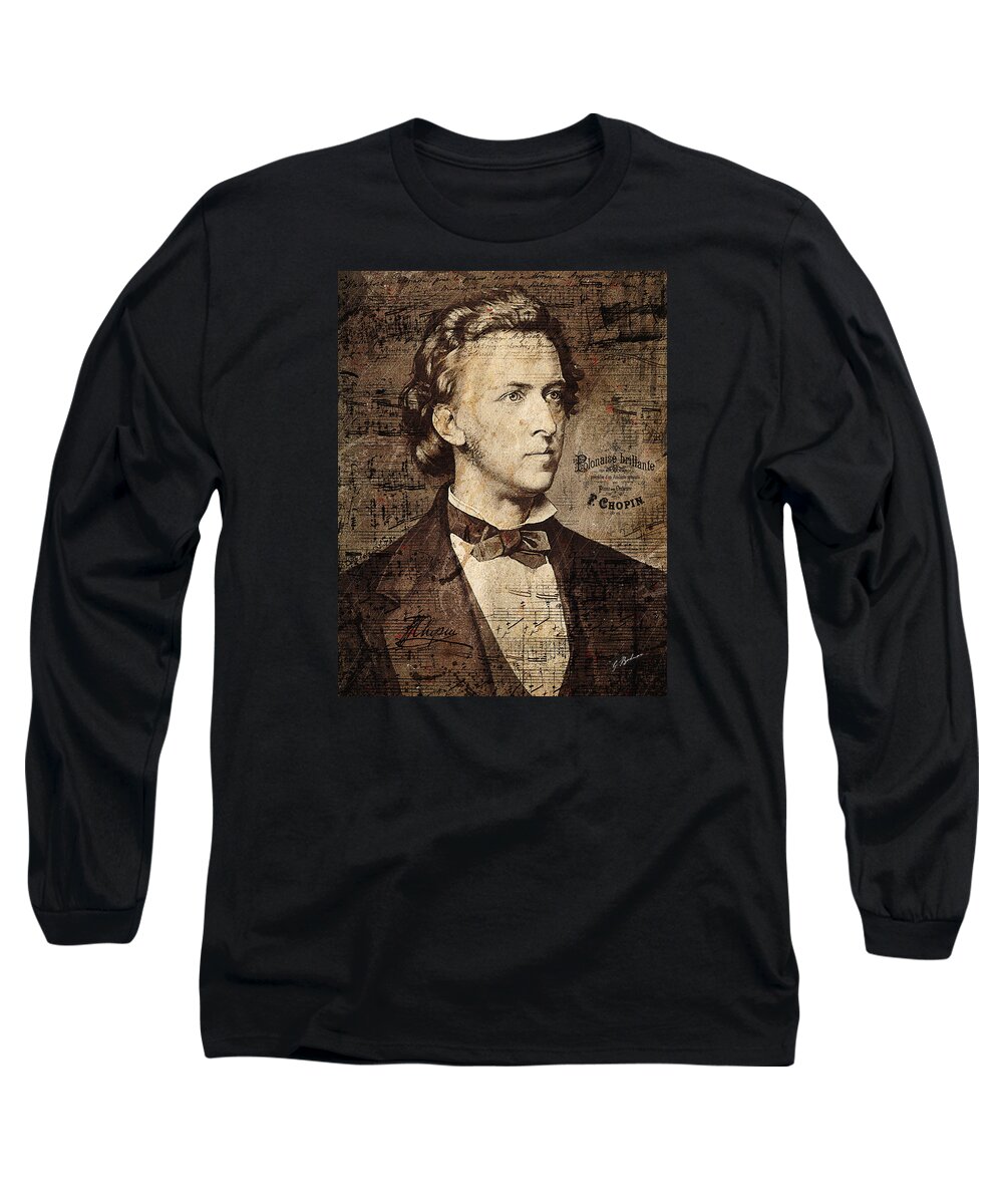 Chopin Long Sleeve T-Shirt featuring the digital art The Polish Prodigy by Gary Bodnar