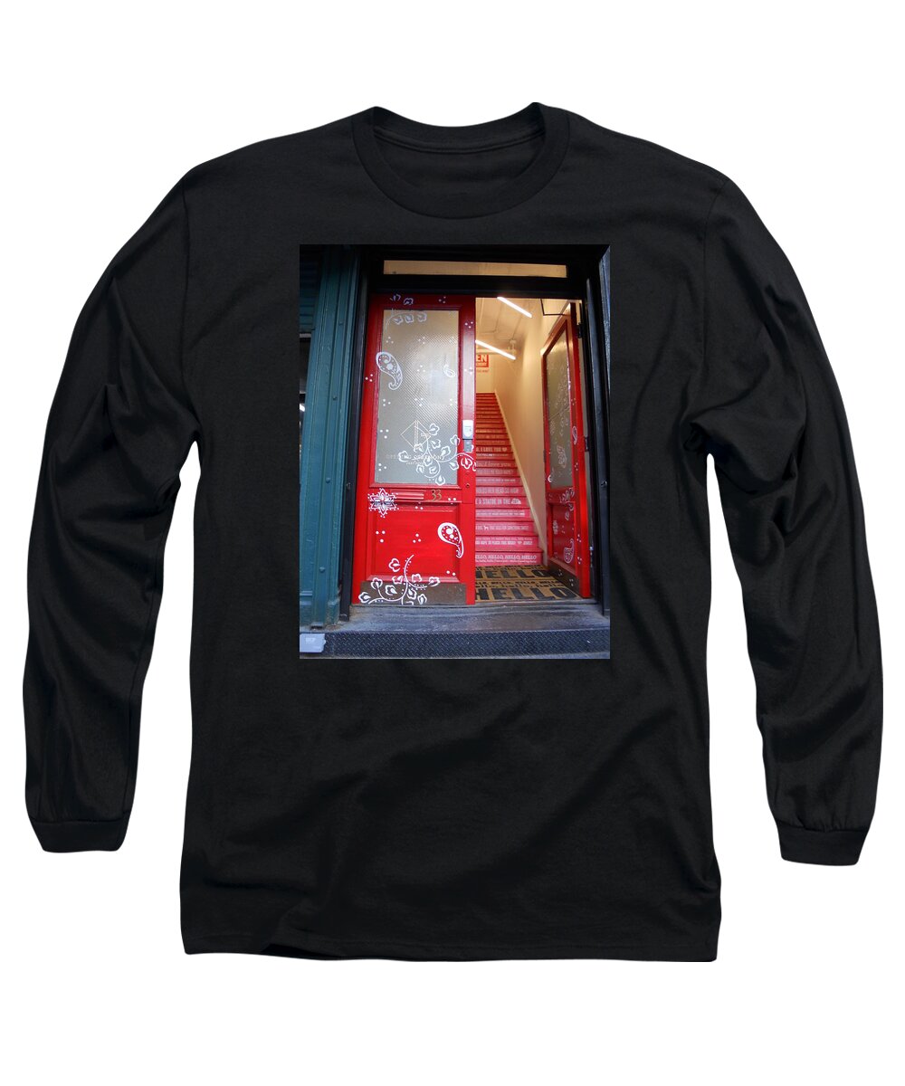 Red Long Sleeve T-Shirt featuring the photograph The Red Door by Natalie Claire Bradley