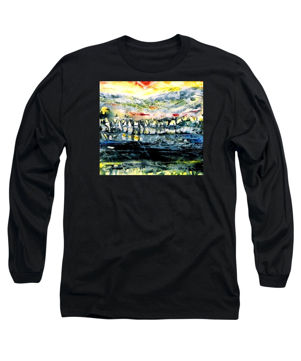 Sunrise Long Sleeve T-Shirt featuring the painting The Twisted Reach of Crazy Sorrow by Trudi Doyle