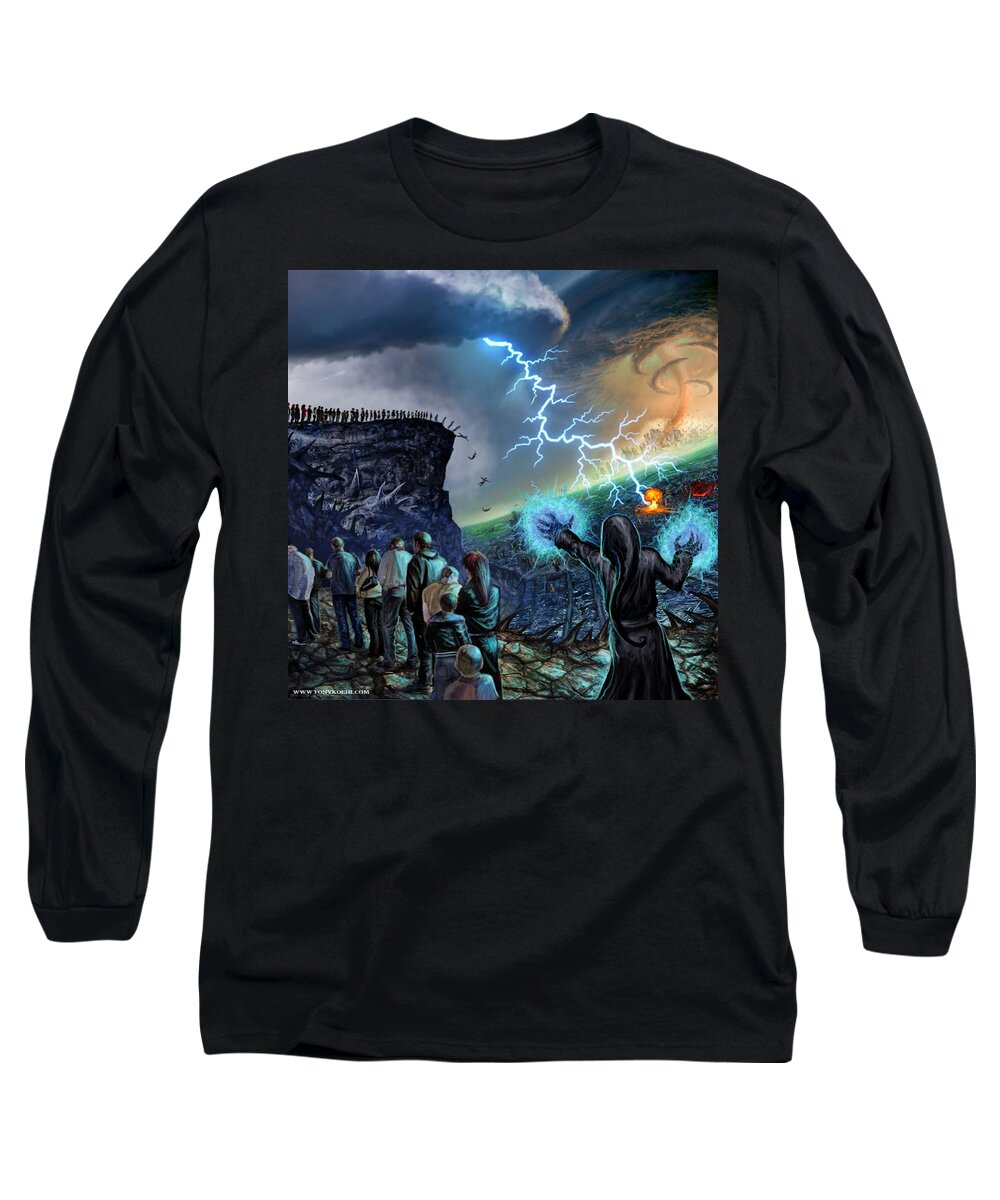 Tony Koehl Long Sleeve T-Shirt featuring the mixed media The Weak Shall Bring Us Down by Tony Koehl