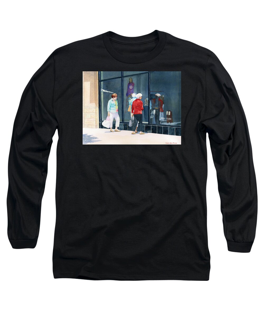 Shopping Long Sleeve T-Shirt featuring the painting The Window Shoppers by Brenda Beck Fisher