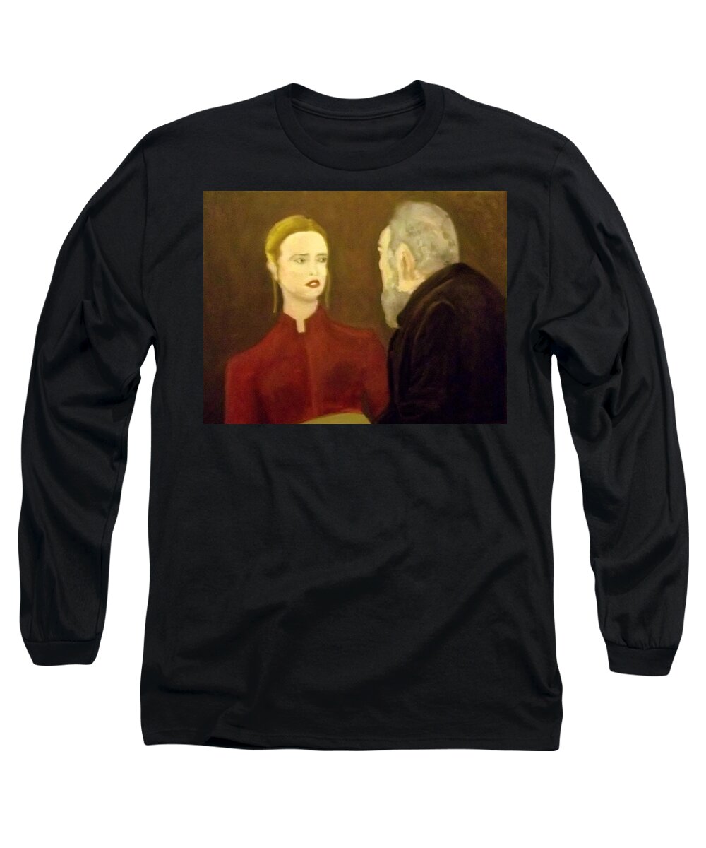 Young Woman Long Sleeve T-Shirt featuring the painting The Young Woman Aghast by Peter Gartner