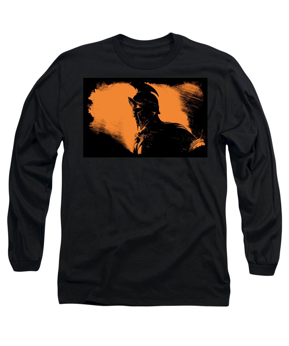 Spartan Long Sleeve T-Shirt featuring the painting This is Sparta by AM FineArtPrints