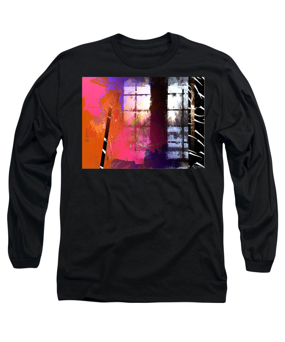 Abstract Long Sleeve T-Shirt featuring the mixed media Through a Window 1 by Janis Kirstein
