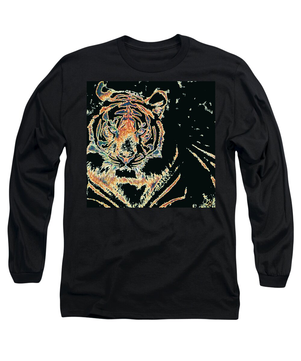 Tiger Long Sleeve T-Shirt featuring the digital art Tiger Tiger by Stephanie Grant