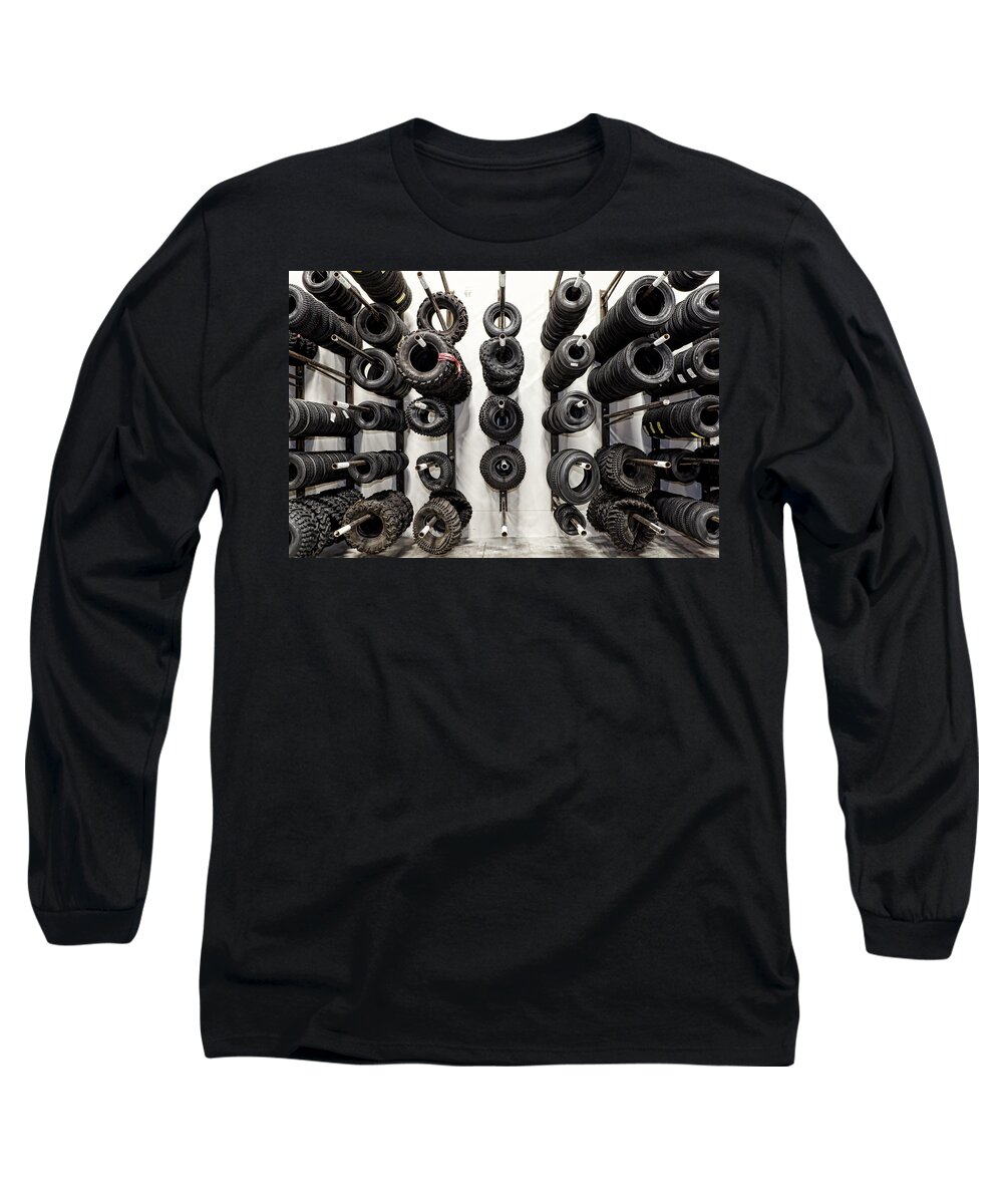 Tires Long Sleeve T-Shirt featuring the photograph Tire Rack by Kelley King