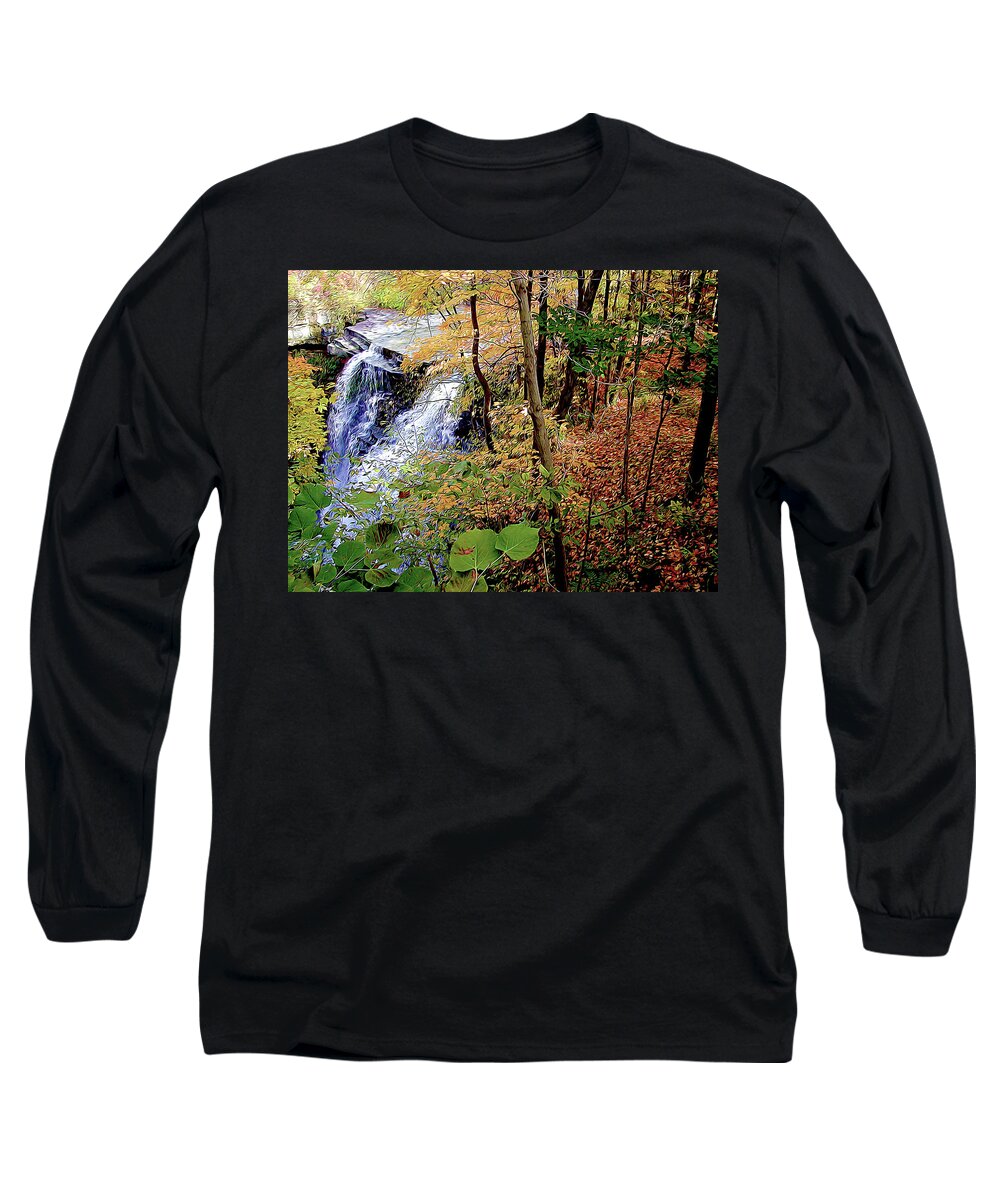 Nature Long Sleeve T-Shirt featuring the photograph Top of the Falls by Linda Carruth