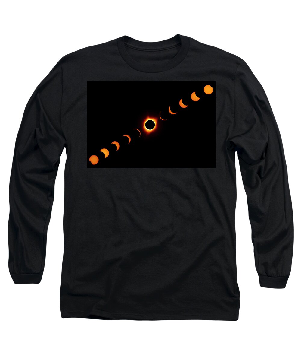 Outdoor; Sun; Eclipse Long Sleeve T-Shirt featuring the digital art Total Eclipse 2017 by Michael Lee
