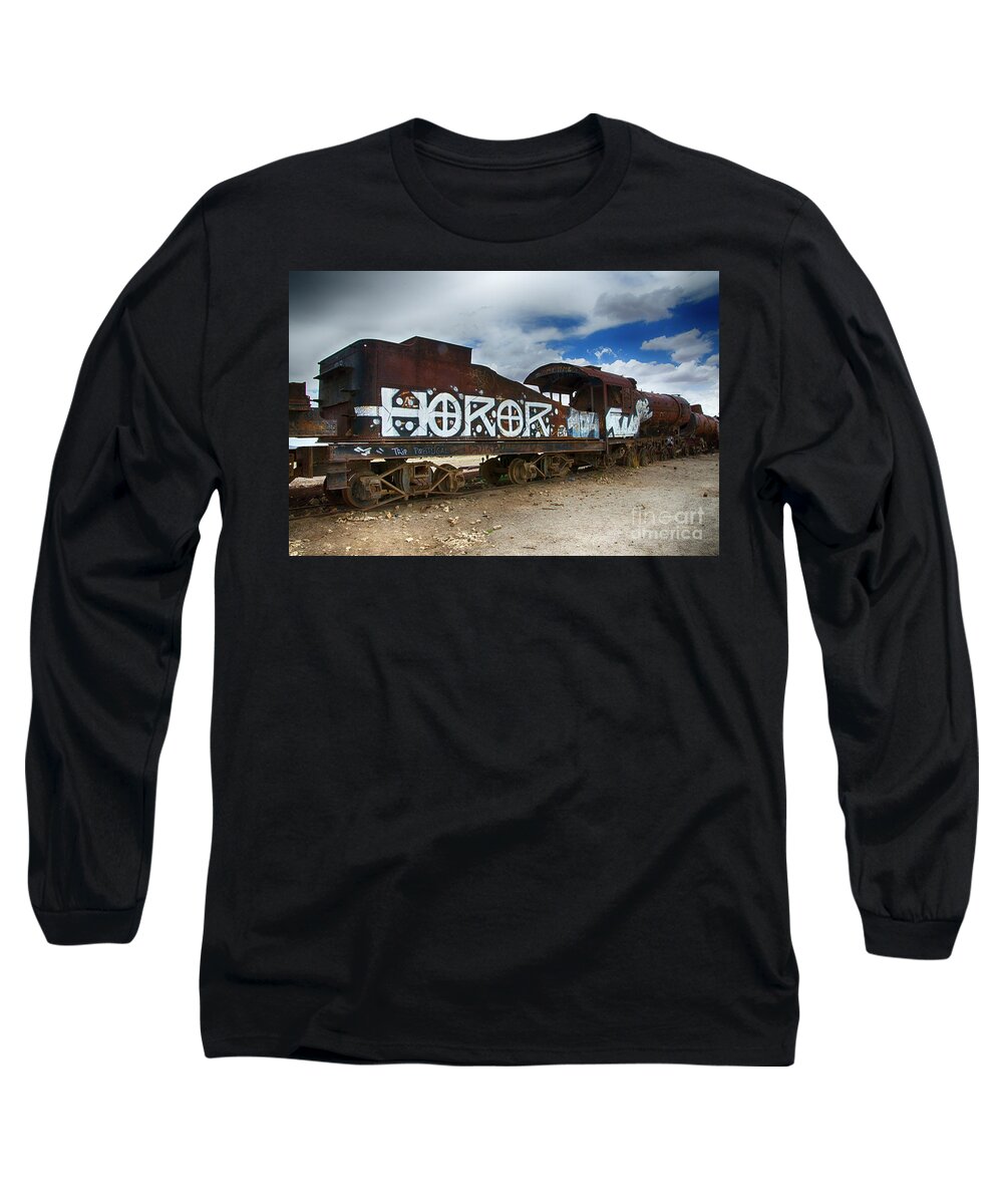 Uyuni Long Sleeve T-Shirt featuring the photograph Train Graveyard Uyuni Bolivia 13 by Bob Christopher