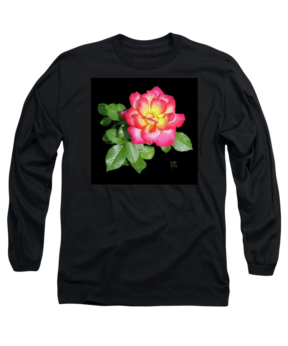 Cutout Long Sleeve T-Shirt featuring the photograph Tri-color Pink Rose2 Cutout by Shirley Heyn