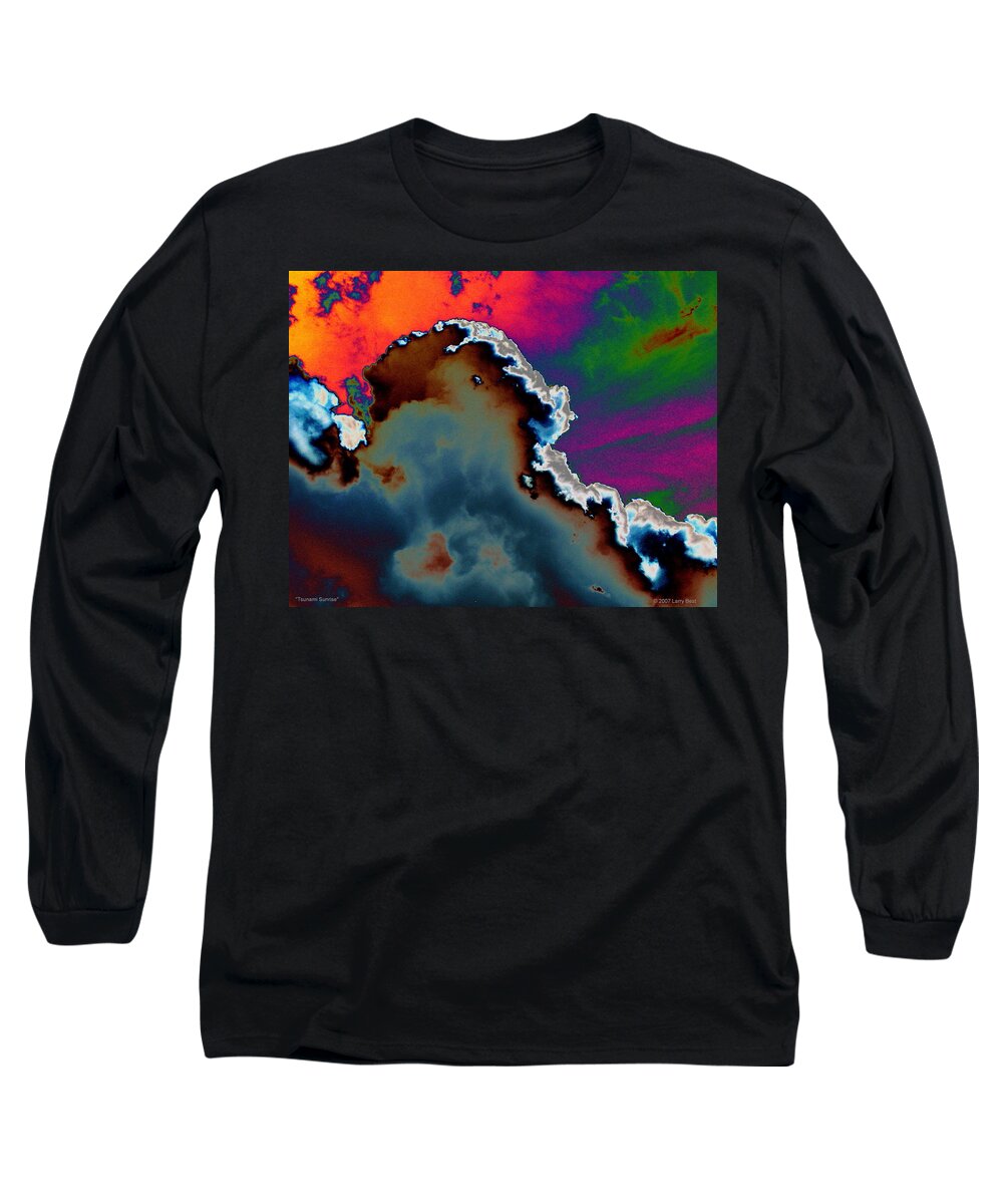 Wave Long Sleeve T-Shirt featuring the digital art Tsunami Sunrise by Larry Beat