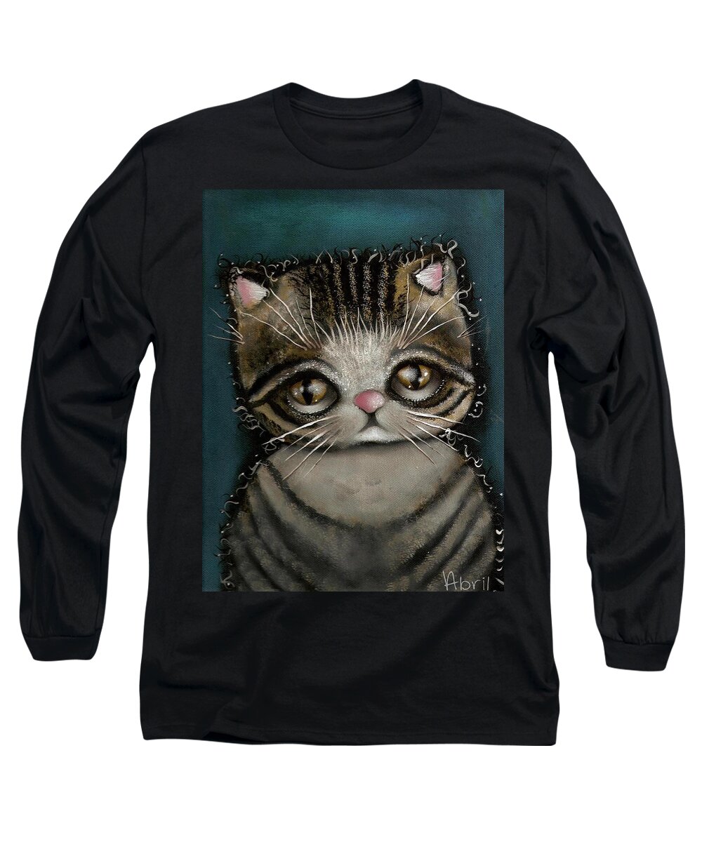 Kittie Cat Long Sleeve T-Shirt featuring the painting Tully by Abril Andrade