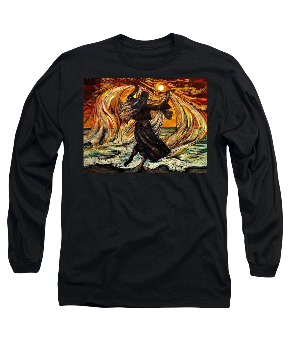 Travel Long Sleeve T-Shirt featuring the mixed media Turkish Sunset by Anna Duyunova