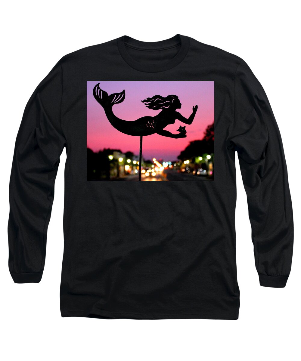 Rainbow Long Sleeve T-Shirt featuring the digital art Twilight Mermaid by Larry Beat