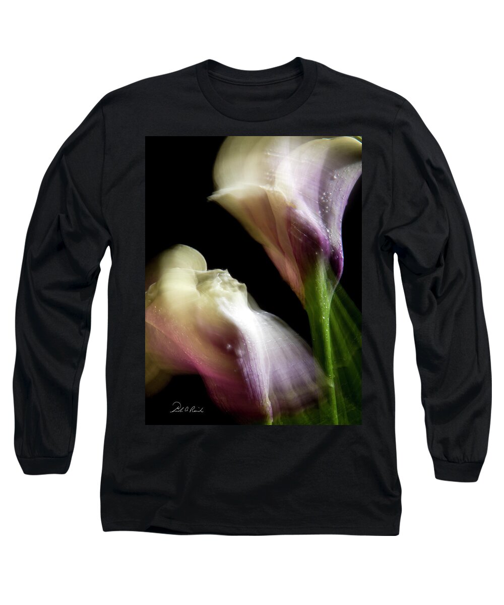 Color Long Sleeve T-Shirt featuring the photograph Twisting Cala Lily Two by Frederic A Reinecke