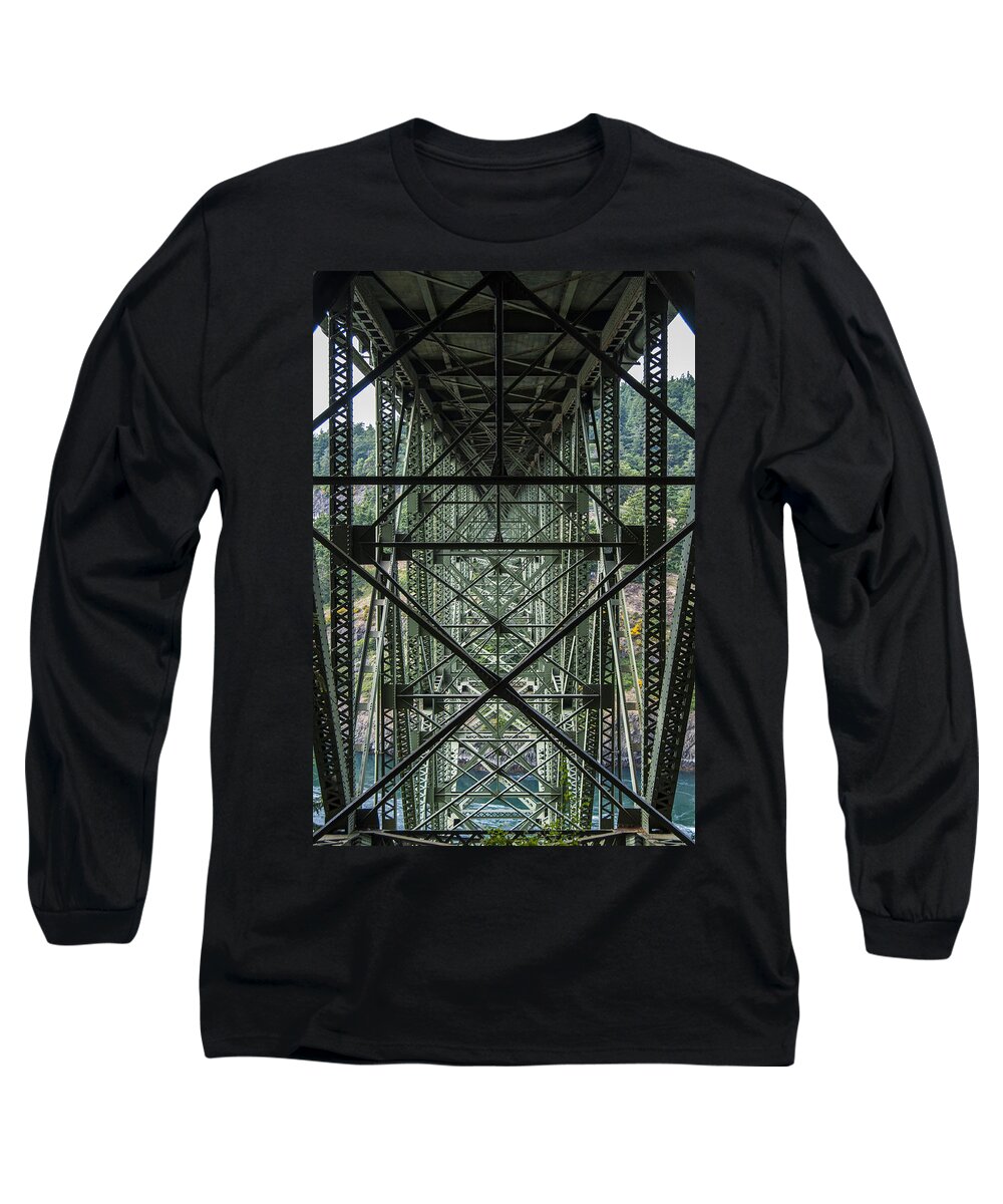 Metal Long Sleeve T-Shirt featuring the photograph Under Deception Pass Bridge by Pelo Blanco Photo