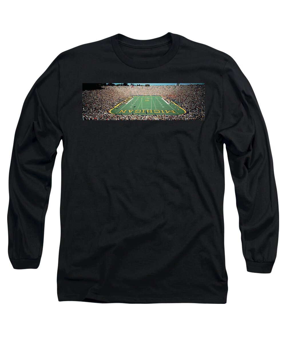 Photography Long Sleeve T-Shirt featuring the photograph University Of Michigan Stadium, Ann by Panoramic Images
