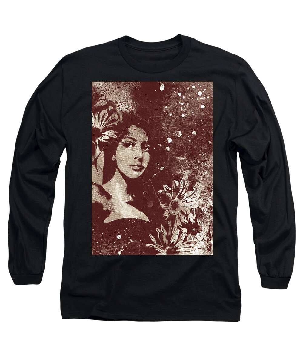 Bikini Long Sleeve T-Shirt featuring the painting untitled #28914 - Amaranth by Marco Paludet