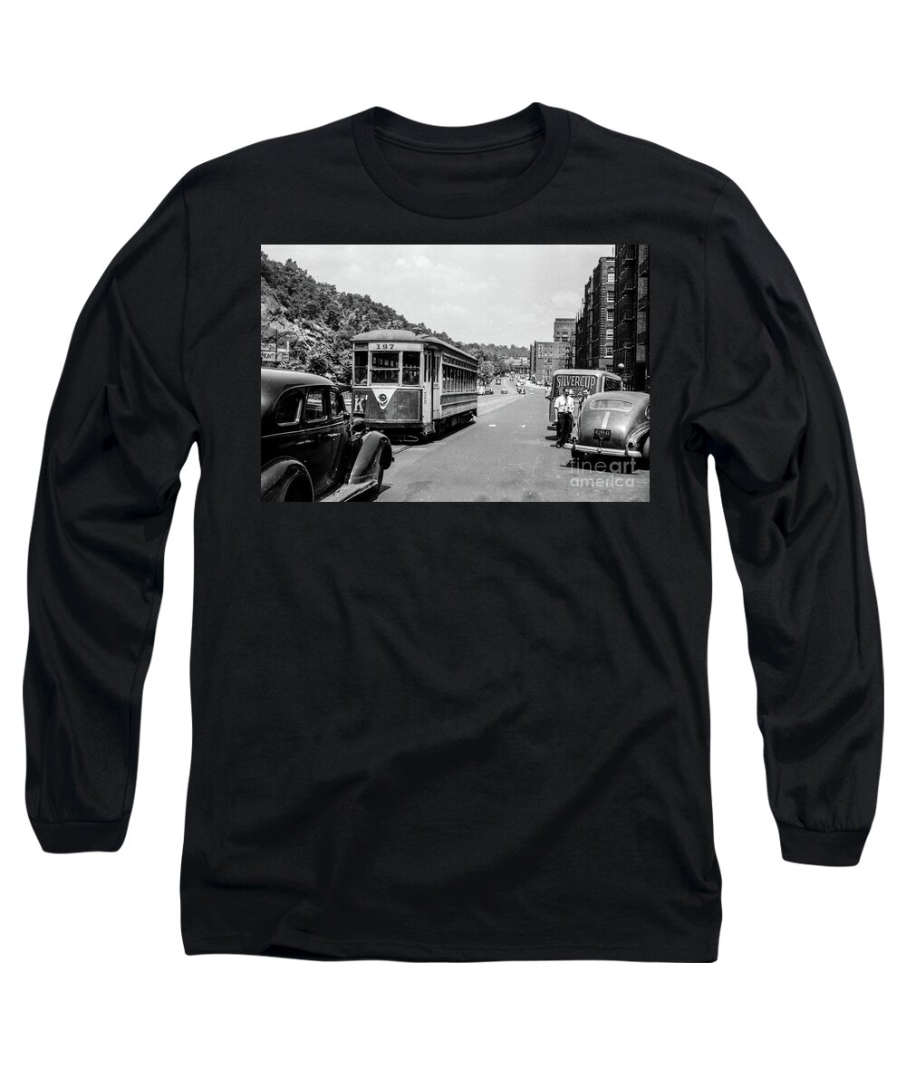 1940's Long Sleeve T-Shirt featuring the photograph Uptown Trolley near 193rd Street by Cole Thompson