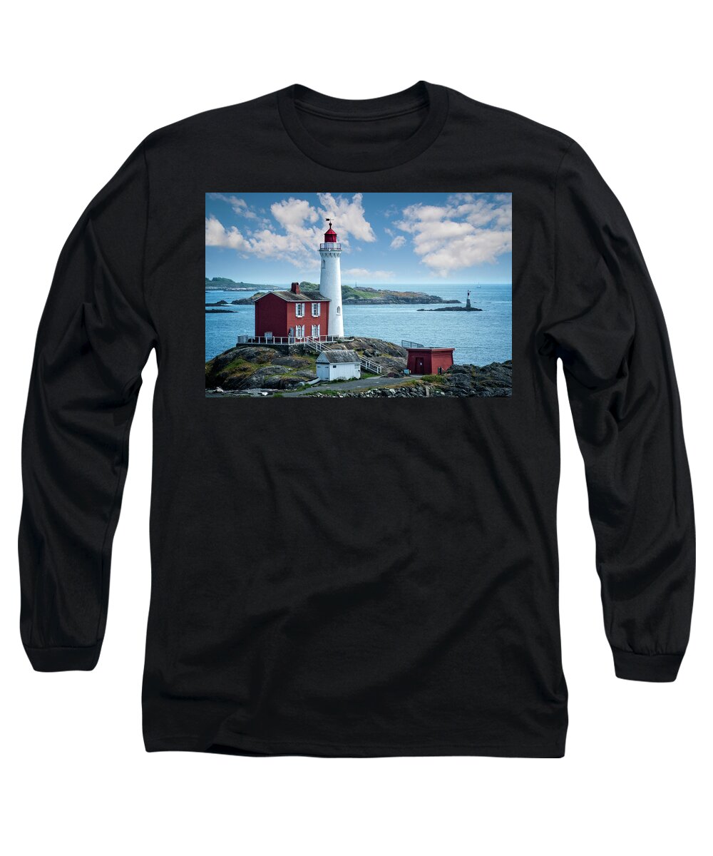 Fisgard Lighthouse Long Sleeve T-Shirt featuring the photograph Veiw of the Fisgard Lighthouse by Jeanette Mahoney