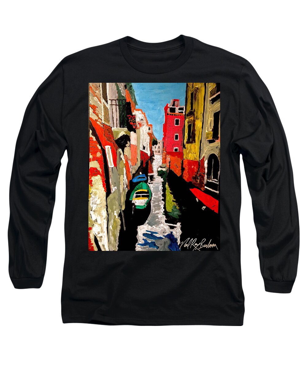 Water Scape Long Sleeve T-Shirt featuring the painting Venice Italy by Neal Barbosa