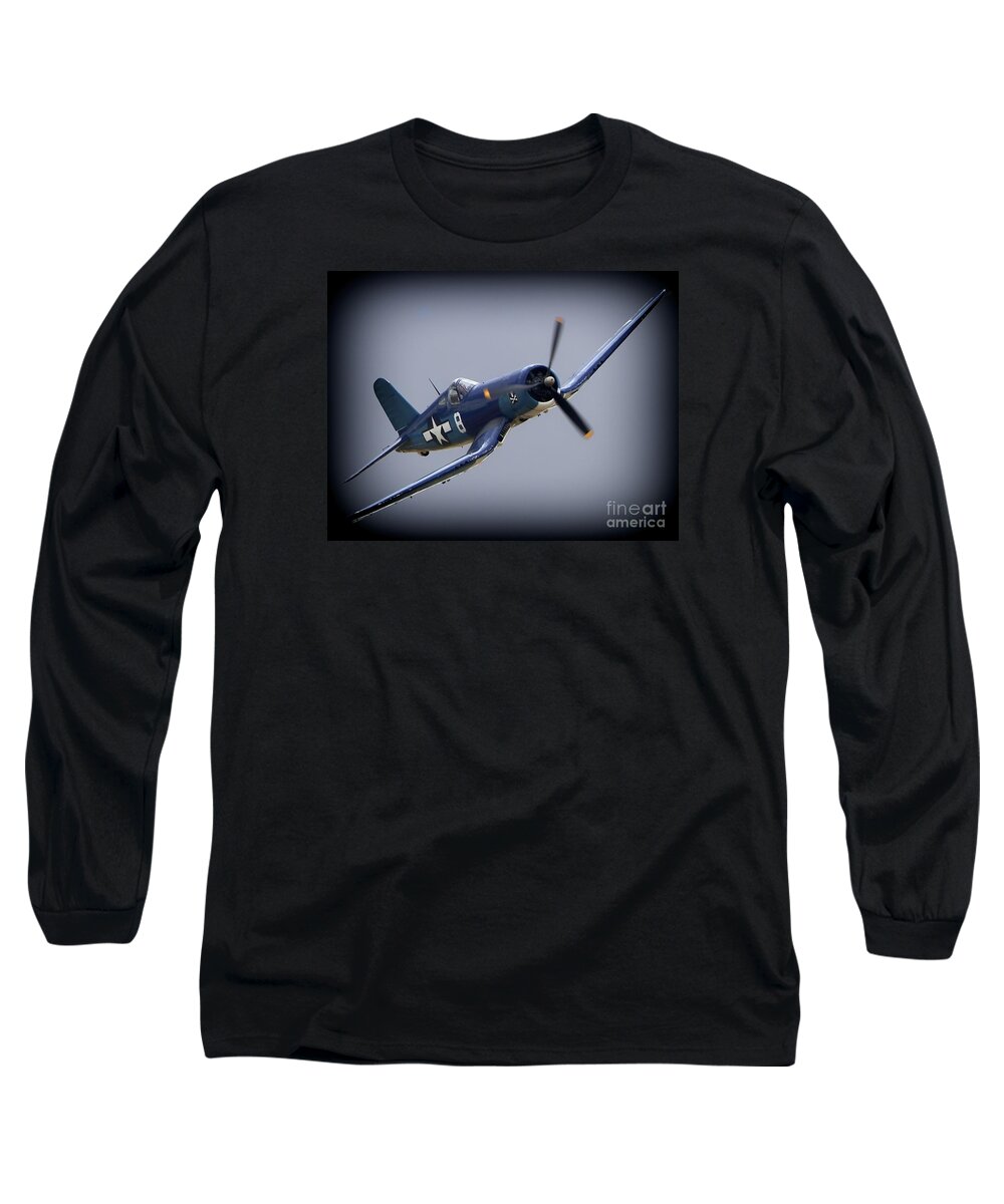 Transportation Long Sleeve T-Shirt featuring the photograph VF-84 Jolly Rogers' Corsair No.8 by Gus McCrea
