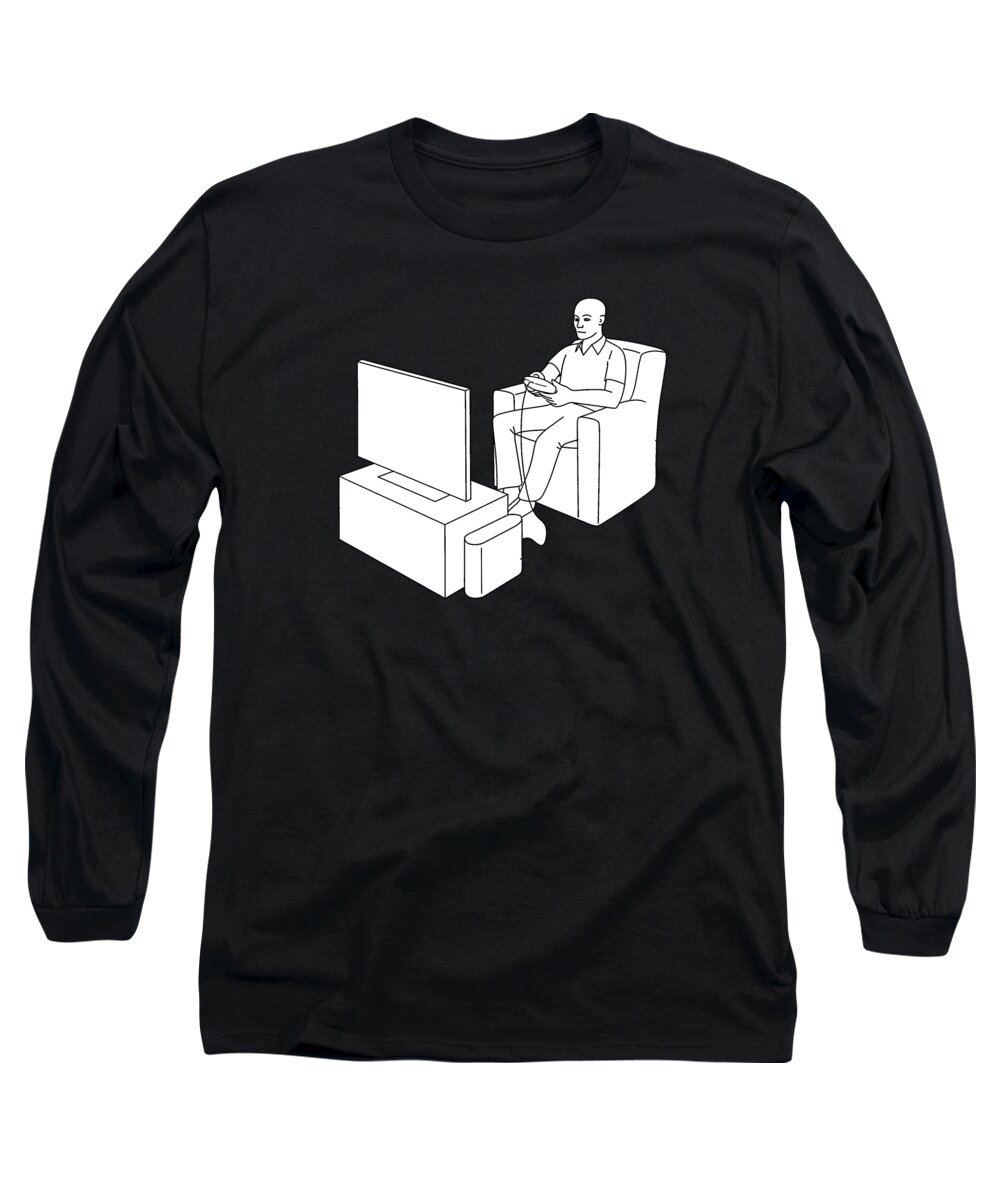 Video Long Sleeve T-Shirt featuring the digital art Video Gamer Tee by Edward Fielding