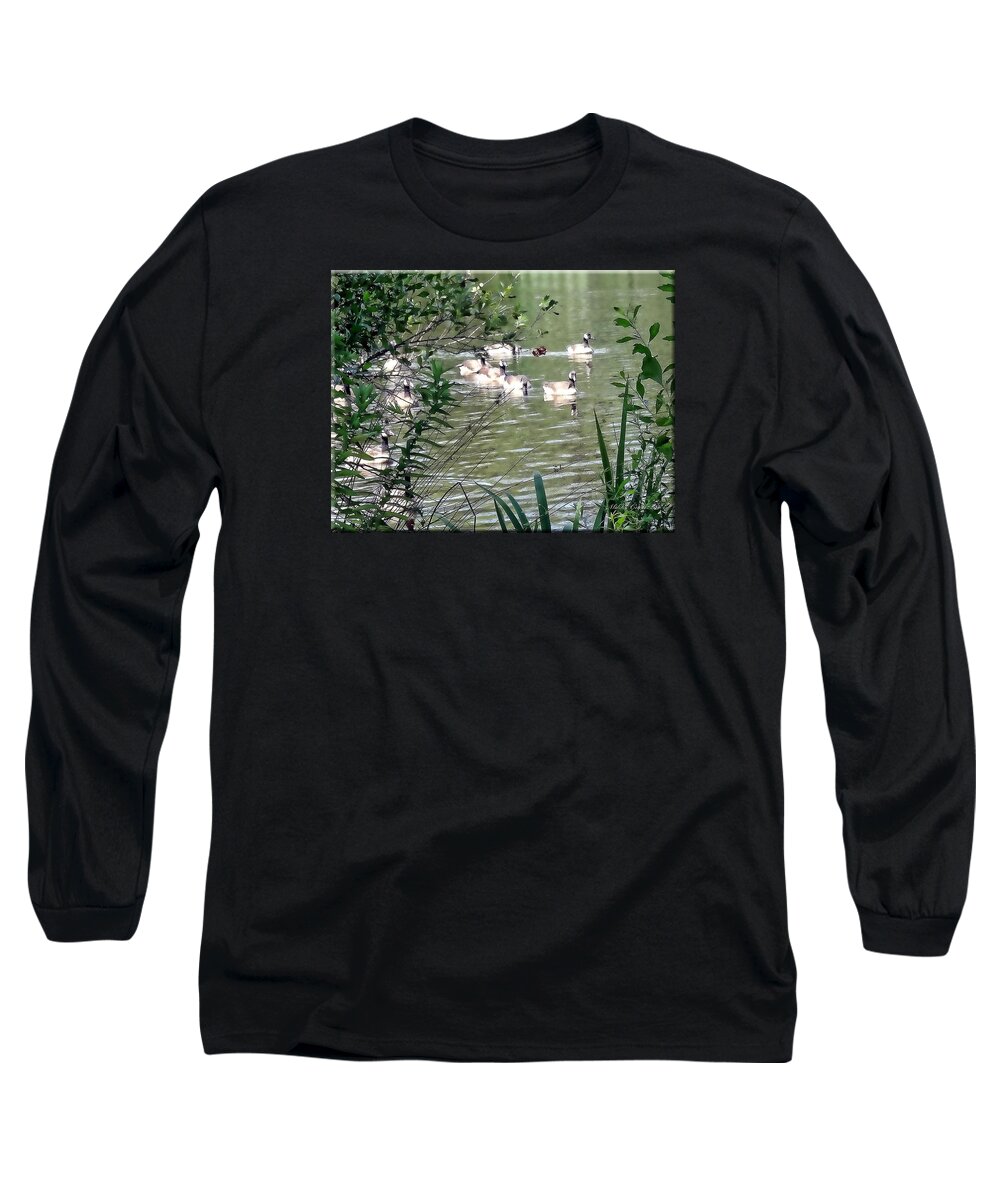Park Long Sleeve T-Shirt featuring the photograph Waterfowl at the park by Mikki Cucuzzo
