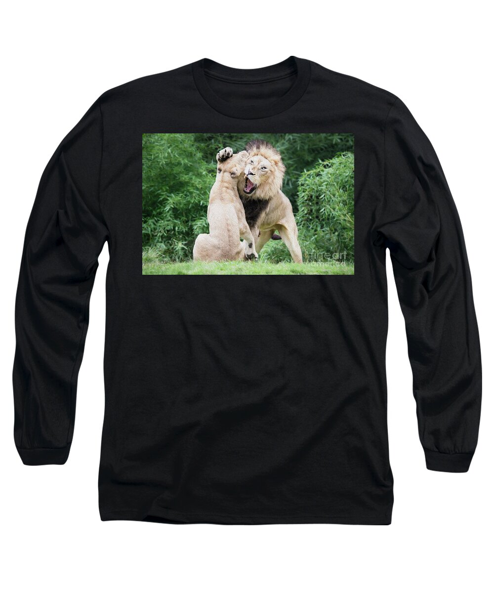 Cincinnati Zoo Long Sleeve T-Shirt featuring the digital art We are only playing Oil by Ed Taylor