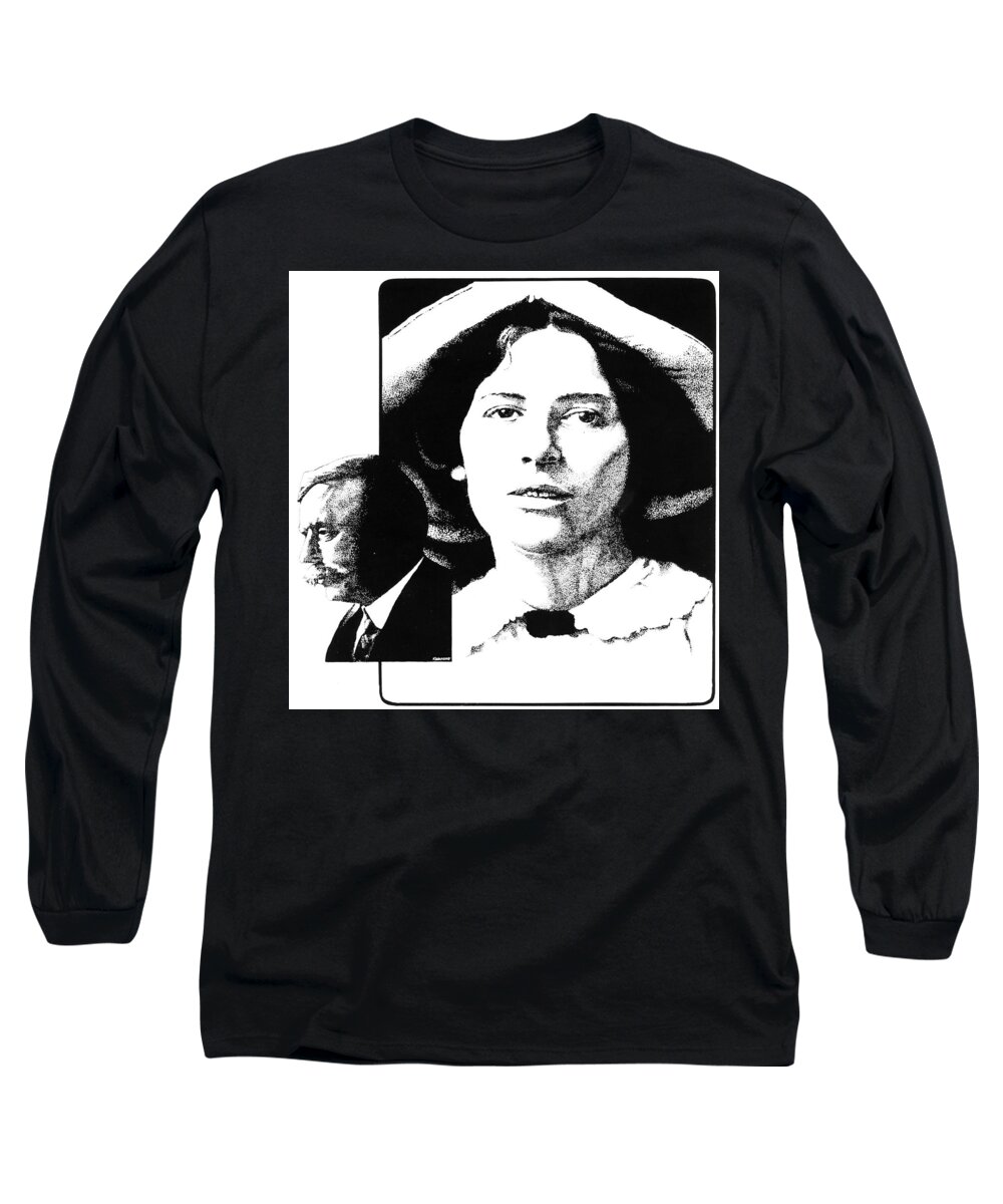 Rebecca Long Sleeve T-Shirt featuring the drawing West and Wells by David Kleinsasser