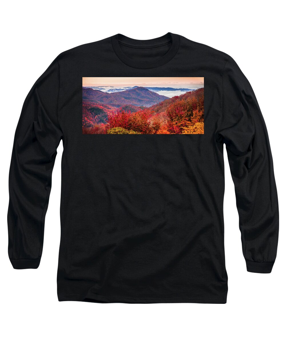 Autumn Mountains Long Sleeve T-Shirt featuring the photograph When Mountains Sing by Karen Wiles