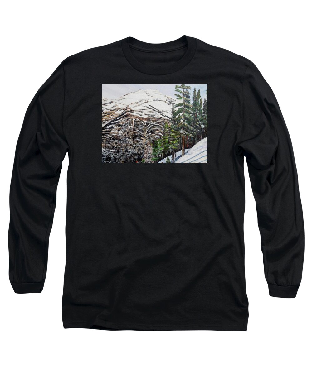 Mountain Long Sleeve T-Shirt featuring the painting Whispering pines by Marilyn McNish