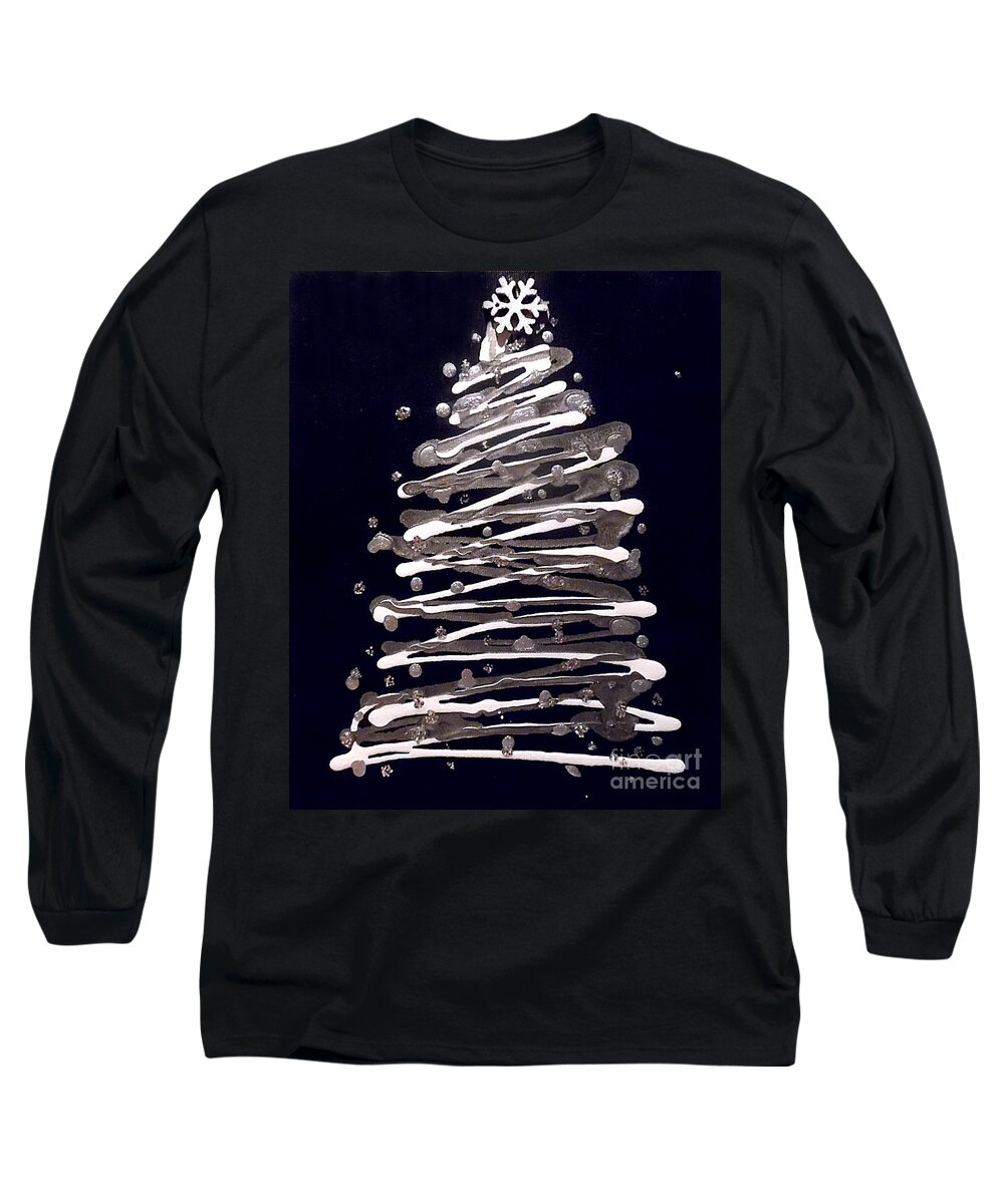 Christmas Tree Long Sleeve T-Shirt featuring the painting White Christmas by Jilian Cramb - AMothersFineArt