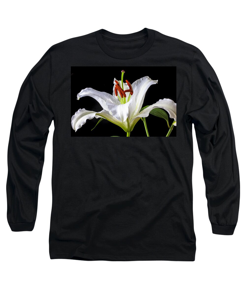 White Tiger Lily Long Sleeve T-Shirt featuring the photograph White tiger lily still life by Garry Gay