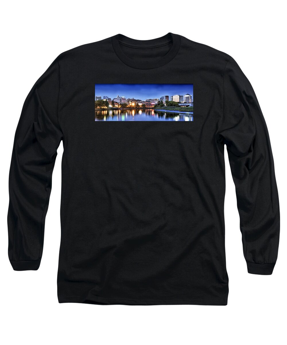 wilmington Long Sleeve T-Shirt featuring the photograph Wilmington Delaware - Skyline at dusk by Brendan Reals