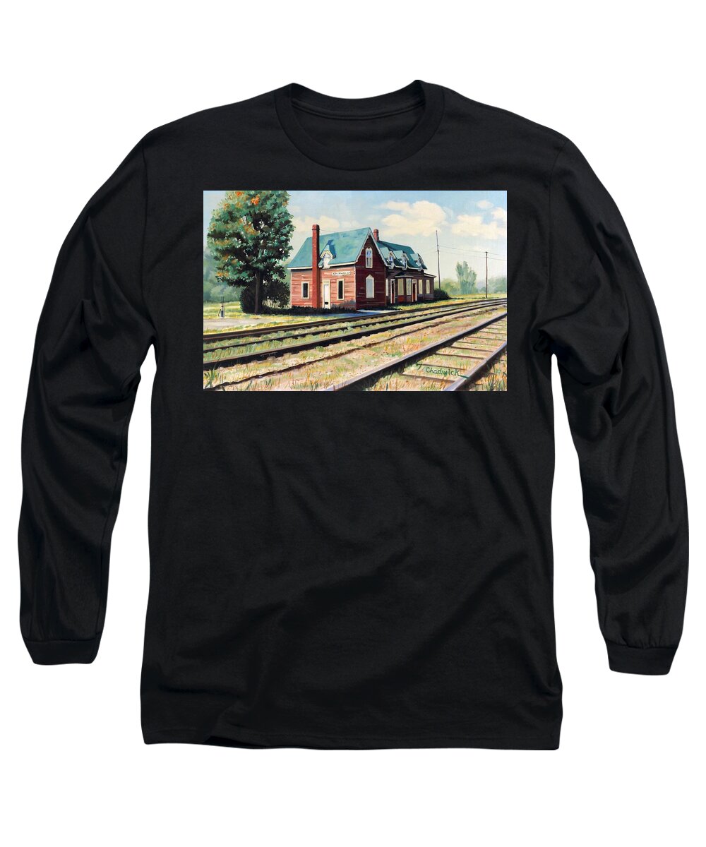 145 Long Sleeve T-Shirt featuring the painting Windsor Junction Nova Scotia Revisited by Phil Chadwick